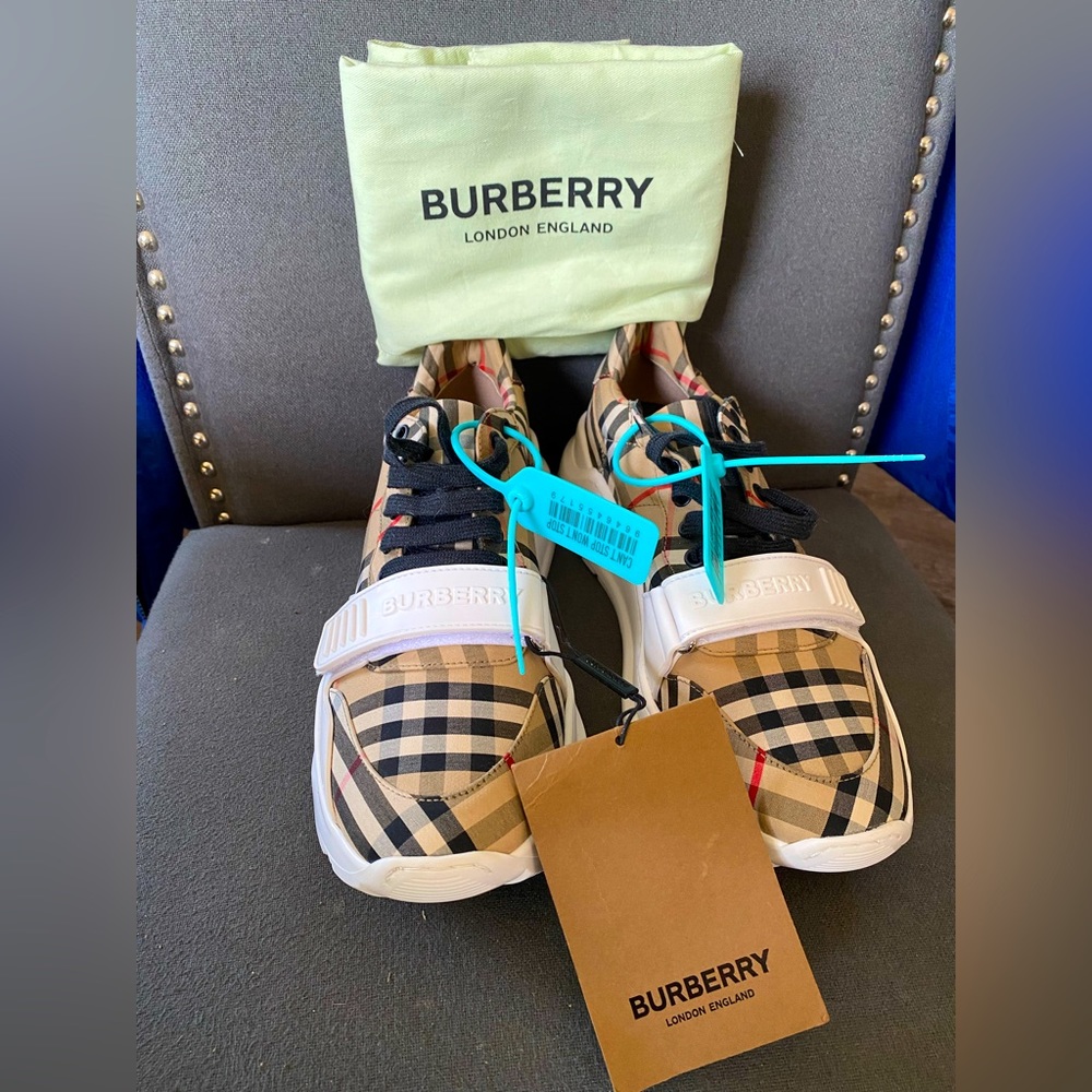 Burberry Beige Check Regis Sneakers